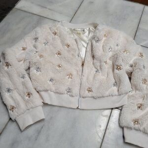 Knitworks furry zipper jacket with Sequin. Sz 12